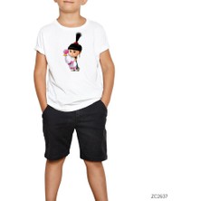 Despicable Me Agnes And Fluffy Beyaz Çocuk Tişört