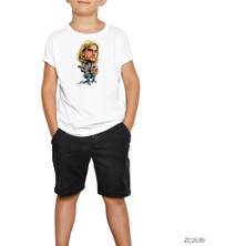 Kurt Cobain Cartoon Beyaz Çocuk Tişört