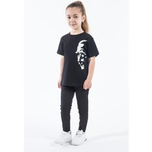 Kız Çocuk Atatürk Siluet Baskılı Siyah Tshirt