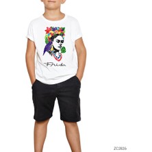 Frida Kahlo Drawing Beyaz Çocuk Tişört