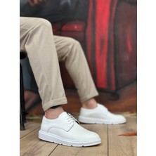 ET0003 Bağcıklı Klasik Beyaz Kalın Taban Casual Erkek Ayakkabı
