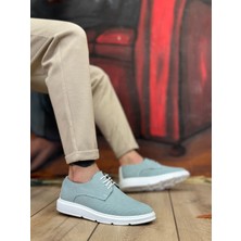 ET0003 Bağcıklı Klasik Spor Keten Turkuaz Yüksek Taban Casual Erkek Ayakkabı