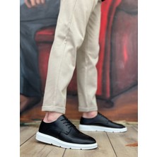 ET0003 Bağcıklı Klasik Siyah Beyaz Yüksek Taban Casual Erkek Ayakkabı