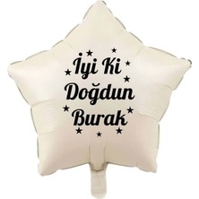 18 Inç Retro Beyaz Renk Kişiye Özel Iyi Ki Doğdun Yazılı Yıldız Folyo Balon