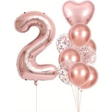 Rose Gold Kalpli 2 Yaş Folyo Balon Set