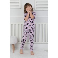 Kuromi Baskılı %100 Pamuk Kısa Kol Uzun Alt Kız Çocuk Pijama Takımı (3,4,5,6,7,8 Yaş)