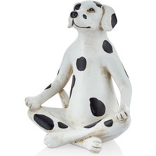 Yoga Dog 11,8X9X15CM Dekoratif Köpek Dalmaçyalı Oturmuş Meditasyon Poz Polyresin Heykel 1 Adet