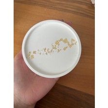 Atelier Rainy Dekoratif Yuvarlak Sunumluk Saksı ve Takı Tabağı 10  cm  - Altın Yaprak Varak Detaylı
