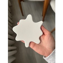 Atelier Rainy Dekoratif Beton Modern Tasarım Saksı ve Bardak Altlığı -Beyaz