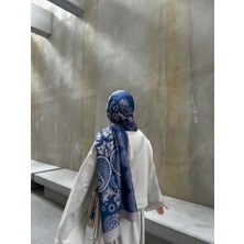 Pamuklu Soft Arya Desen Şal-Vizon/lacivert