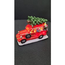 Yılbaşı Süs Araba Poliserin 11X8X5CM Wireless Işıklı Kırmızı Çam Ağaç Biblo 1 Adet