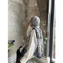 Pamuklu Vintage Desen Şal- Siyah/küf Yeşil