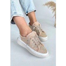 Ceylinmoda Guja Bej Kot Bağcıklı Spor Ayakkabı