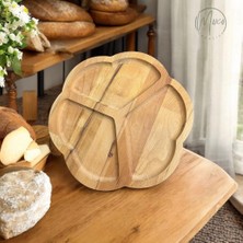 Moxo Creative Üç Bölmeli Ahşap Sunumluk/çerezlik