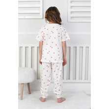 Kız Çocuk %100 Pamuk Kalp Desenli Pijama Takımı - Yazlık, Terletmez, Dayanıklı, Çekmez, Solmaz