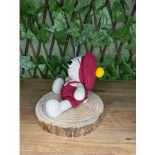 Amigurumi Bordo Tulumlu Sevimli Ayıcık Oyun & Uyku Arkadaşı