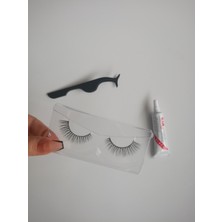 Seburam Collection Gerçek Kıl Görünümlü Çok Kez Kullanımlı Siyah Yapıştırıcılı Cımbızlı Takma  Kirpik Set
