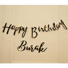 Kişiye Özel Siyah Renkli Happy Birthday El Yazısı Banner