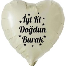 18 Inç Retro Beyaz Renk Kişiye Özel Iyi Ki Doğdun Yazılı Beyaz Yazılı Kalp Folyo Balon
