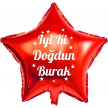 18 Inç Kırmızı Renk Kişiye Özel Iyi Ki Doğdun Yazılı Yıldız Folyo Balon