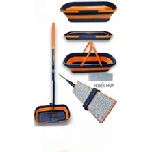 Katlanabilir ve Tekerlekli Mop SETI.130 cm Uzun Saplı, Yedek Mop Başlıklı, Kendinden Sıkmalı Mop Set