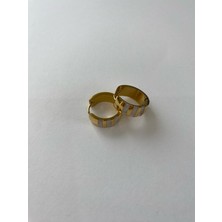 Stainless Steel Sedef Halka Çelik  Gold Küpe