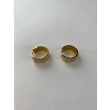Stainless Steel Sedef Halka Çelik  Gold Küpe