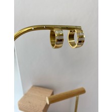Stainless Steel Sedef Halka Çelik  Gold Küpe