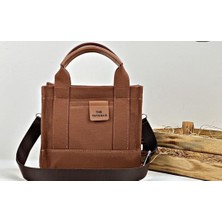 Arma Tote Bag-  Küçük Boy Kanvas Triko Kumaş Kadın El Ve Omuz Çantası