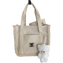 Arma Change Time- Peluş Eksesuar Anahtarlı Küçük Boy Kanvas Su Geçirmez Kumaş Kadın Çantası