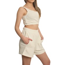 Casual Şort Crop Eşofman Takım