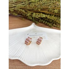 Youqa Atelier Pembe Taşlı Gold Çelik Kadın Küpe