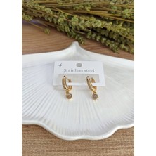 Youqa Atelier Taşlı Gold Çelik Kadın Küpe