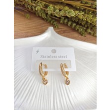 Youqa Atelier Taşlı Gold Çelik Kadın Küpe