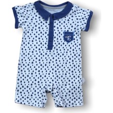 Velmora Fashion B 6-9 9-12 12-18 Ay Galaksi Baskılı Çıtçıtlı Kısa Kollu Erkek Bebek Tulumu