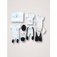 Velmora Fashion B Süper Prens Nakışlı %100 Cotton Antibakteriyel 10LU Zıbın Takımı Hastane Çıkışı