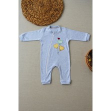 Velmora Fashion B 3-6 18-24 24-36 Ay Uçan Balonlar Nakışlı Ef Boy Fermuarlı Erkek Bebek Tulumu
