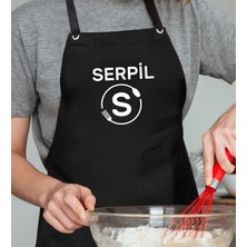 Bk Gift Kişiye Özel Isimli Siyah Şef Önlüğü, Aşçı Önlüğü, Şef Önlüğü