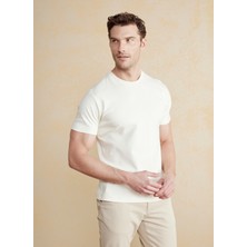 Brooks Brothers Bisiklet Yaka Bej Erkek T-Shirt BBSS25MTS011