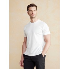 Brooks Brothers Bisiklet Yaka Kırık Beyaz Erkek T-Shirt BBSS25MTS011