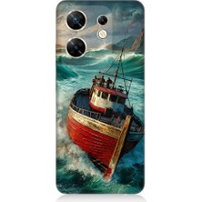 Teknomeg Infinix Zero 30 4g Uyumlu Kırmızı Gemi  Desenli Silikon Kılıf