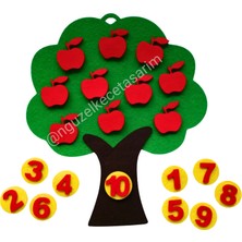 Elma Ağacı Eğlenceli Erken Matematik Sayıları Öğrenme Keçe Panosu