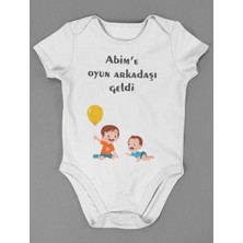 Sevbano Abime Oyun Arkadaşı Geldi ! Yazılı Pamuklu Yumuşak Unisex Çıtçıtlı Body Zıbın