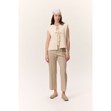 Çima Dikişli Kumaş Pantolon Taş