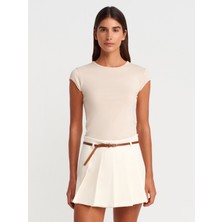 Dilvin 31779 Bisiklet Yaka Basic T-Shirt-Taş