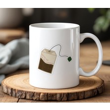 BB Design Demlik Çay Tasarımlı Beyaz Seramik Baskılı Kupa Bardak 330 ml