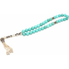 Nusret Takı Küre Kesim Firuze Doğaltaş Gümüş Tesbih Lale Desenli İmame