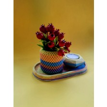 Mert's Atelier - Gökkuşağı Saksı ve Tealight Mumluk