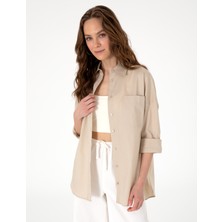 Pierre Cardin Kadın Kum Oversize Uzun Kollu Gömlek 50313596-VR085