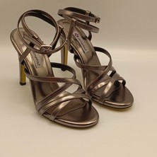 Ametist Rebecca Platin Topuklu Sandalet